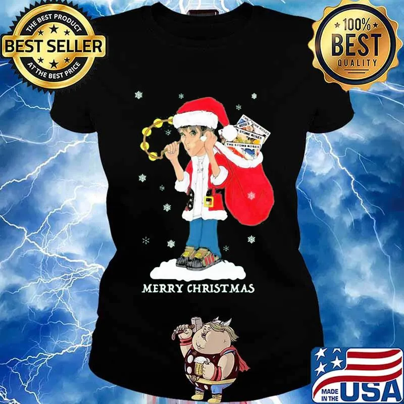 Ian brown king monkey merry christmas s Ladies tee