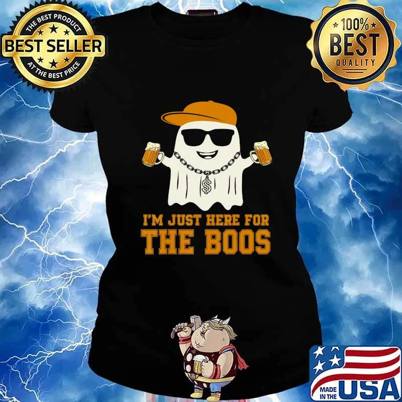 Im Just Here For The Beer Boos Halloween Funny Cool T-Shirt Ladies tee