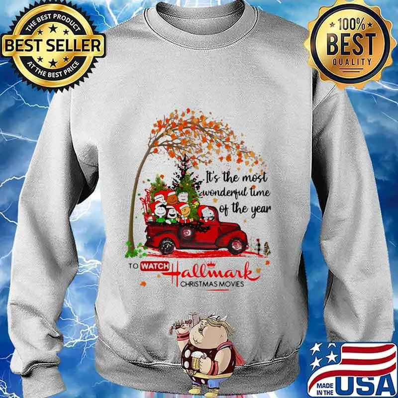It's the most wonderful time of the year to watch hallmark christmas movies the peanuts leaves tree s Sweater