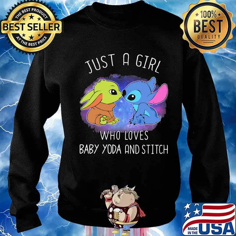 Just a girl who loves baby yoda and stitch s Sweater