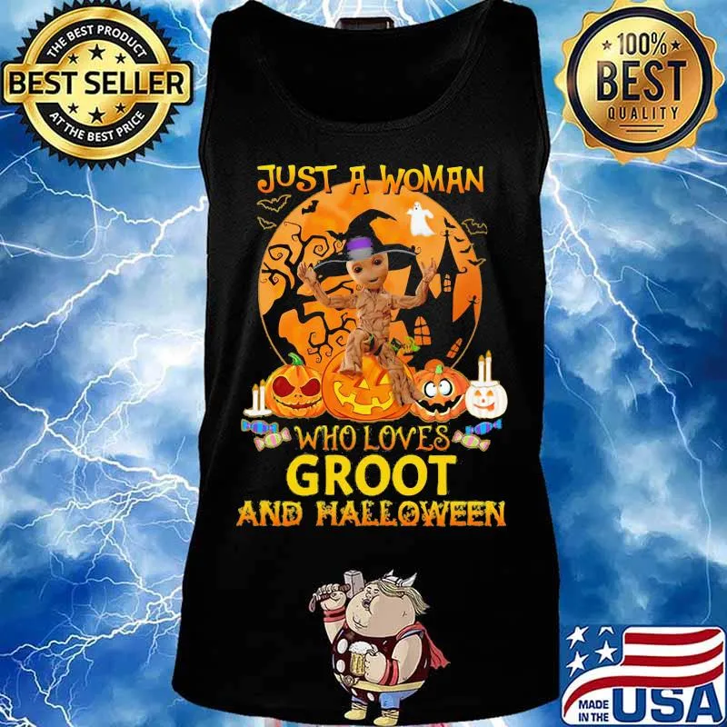 Just a woman who loves baby groot and halloween moon s Tank top