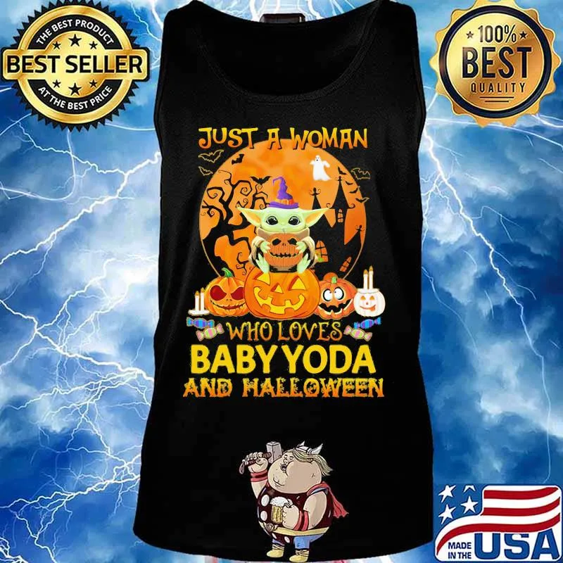 Just a woman who loves baby yoda and halloween moon s Tank top