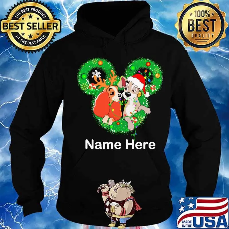 Lady and the tramp mickey mouse name here christmas s Hoodie