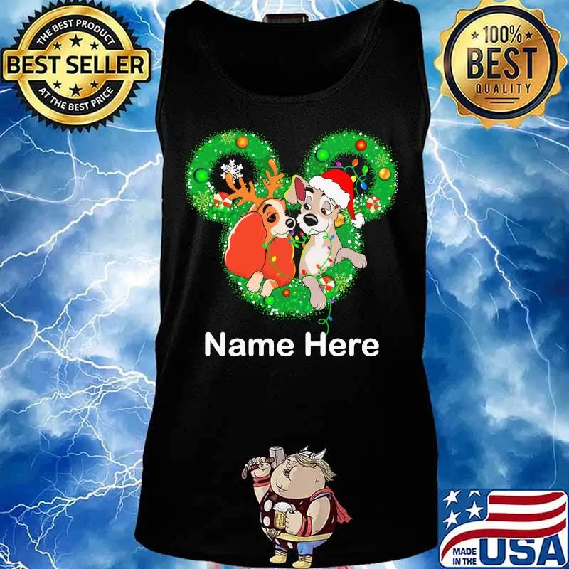 Lady and the tramp mickey mouse name here christmas s Tank top