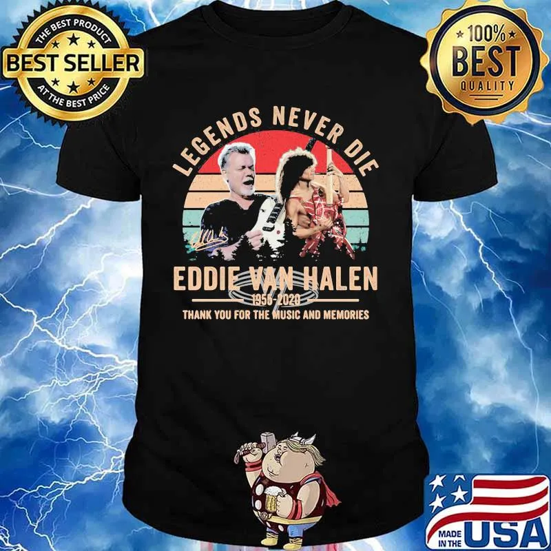 Legends never die eddie van halen 1955 2020 thank for the music and memories signature vintage retro shirt