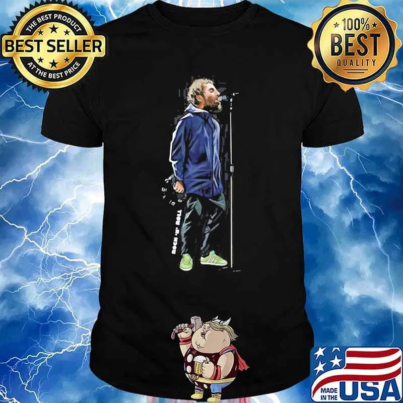 Liam gallagher rock n roll blue shirt