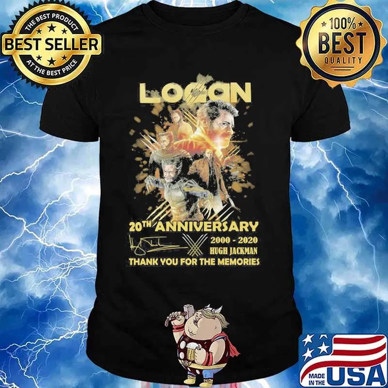 Logan 20th anniversary 2000 2020 hugh jackman thank for the memories shirt