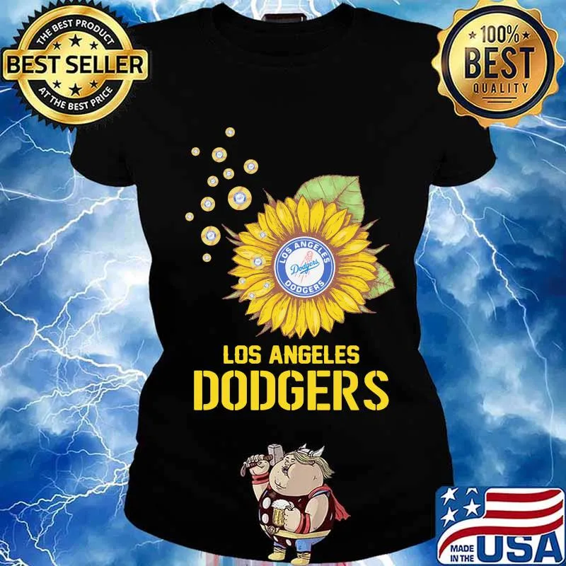 Logo los angeles dodgers sunflower s Ladies tee