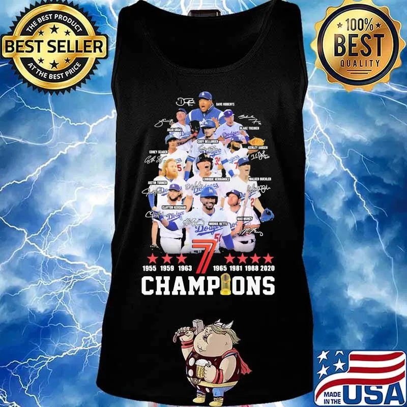 Los angeles dodgers 1955 1959 1963 7 1965 1981 1988 2020 champions signatures s Tank top