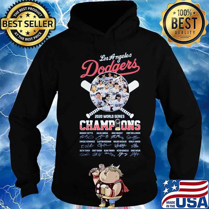 Los angeles dodgers 2020 world series champions cup baseball signatures s Hoodie