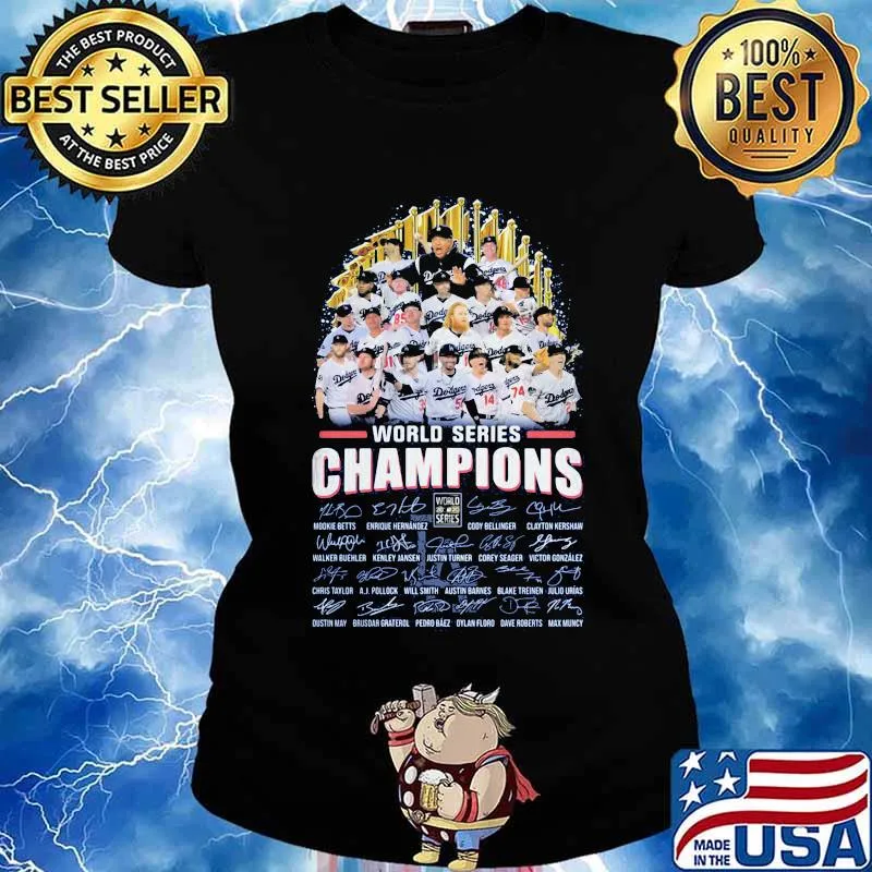 Los angeles dodgers 2020 world series champions signatures shirt (2) Ladies tee