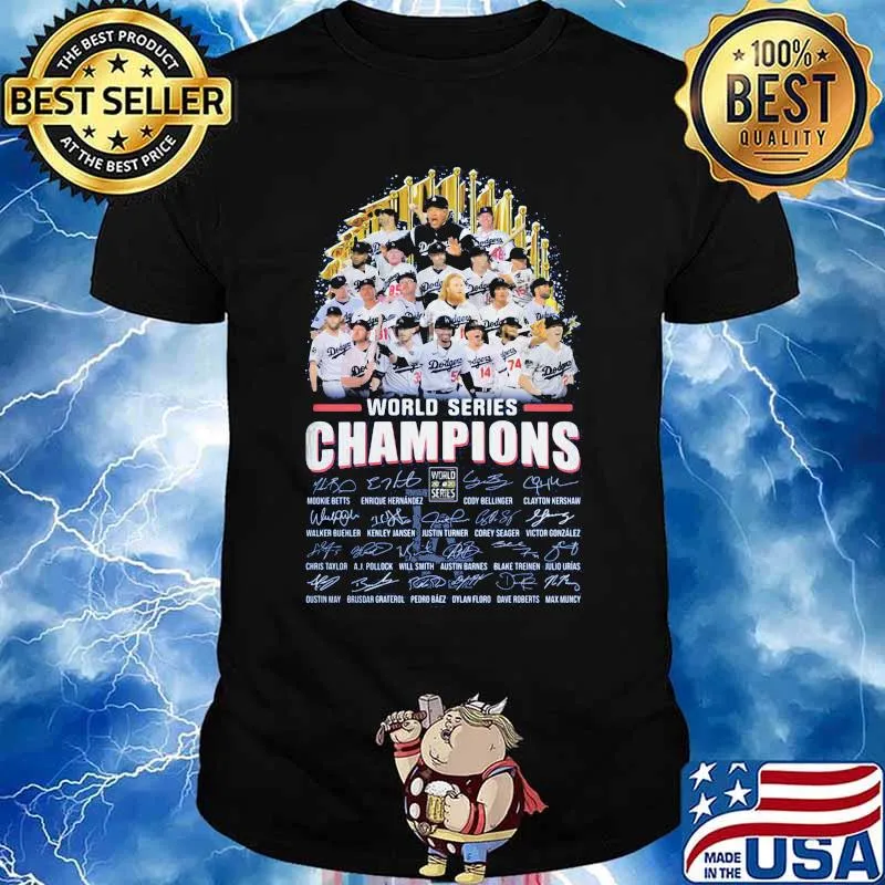 Los angeles dodgers 2020 world series champions signatures shirt (2)