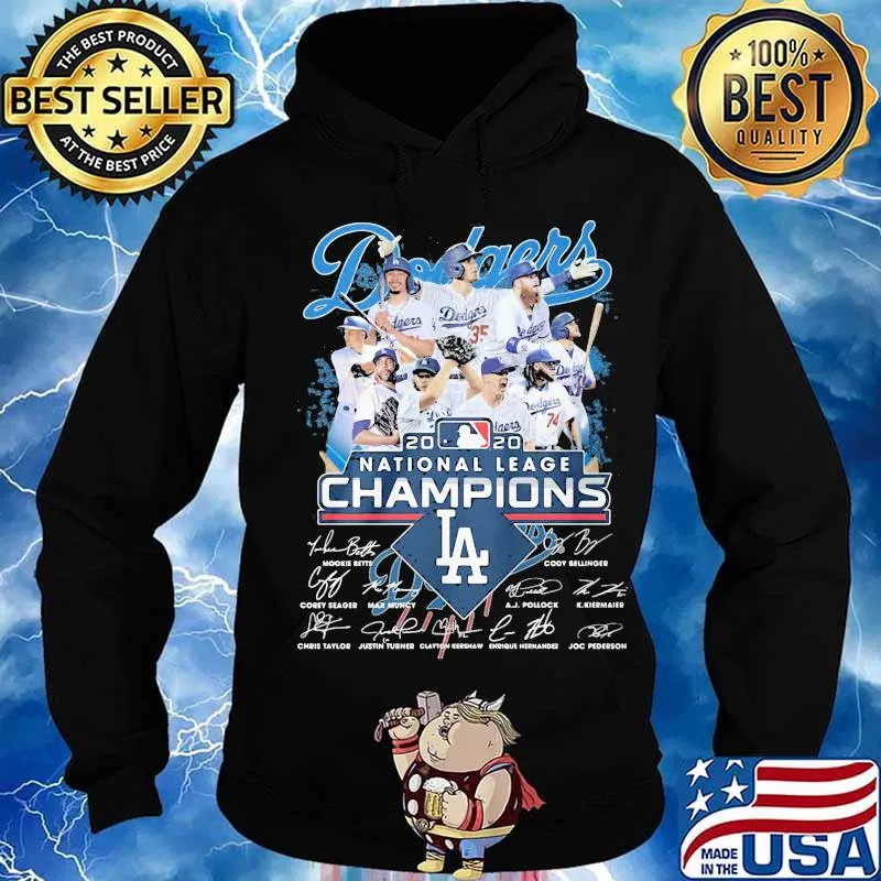 Los angeles dodgers baseball 2020 national league champions signatures s Hoodie