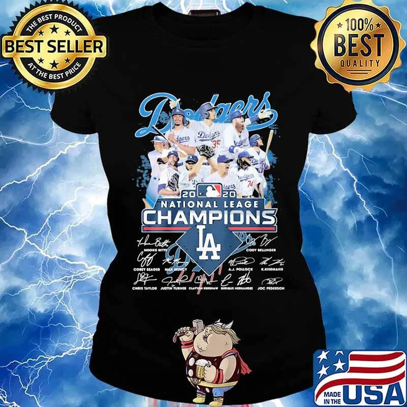 Los angeles dodgers baseball 2020 national league champions signatures s Ladies tee