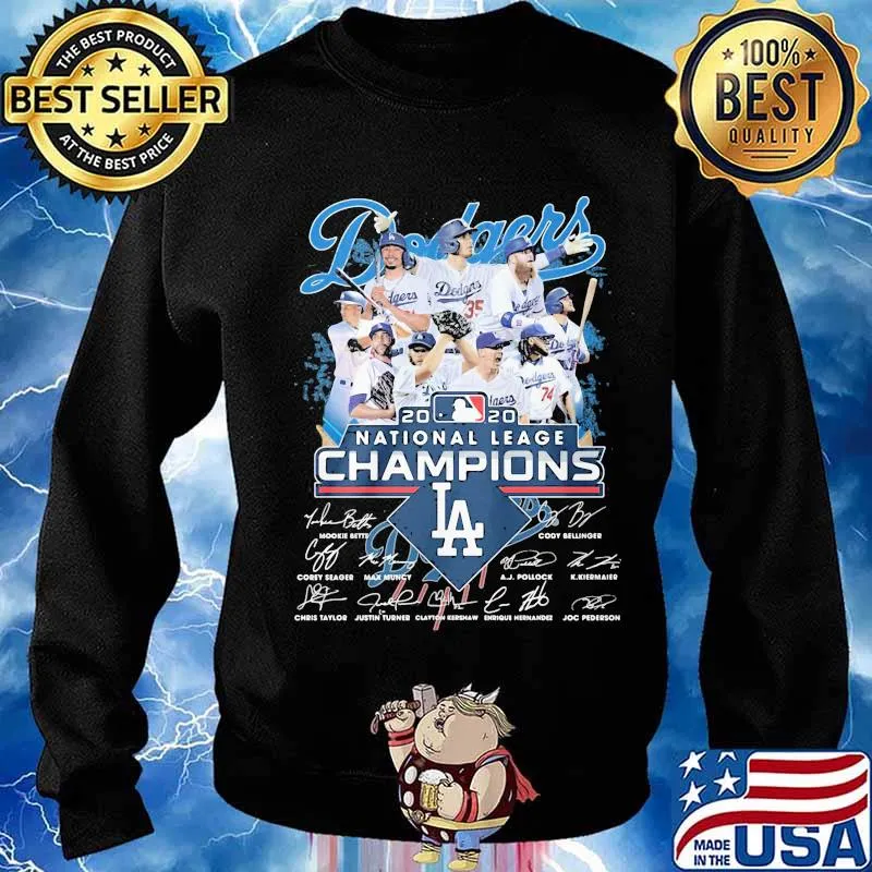 Los angeles dodgers baseball 2020 national league champions signatures s Sweater