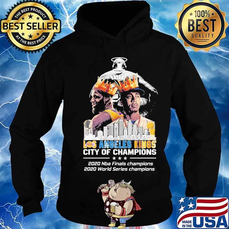 Los angeles kings city of champions 2020 nba finals champions 2020 world series champions signatures s Hoodie