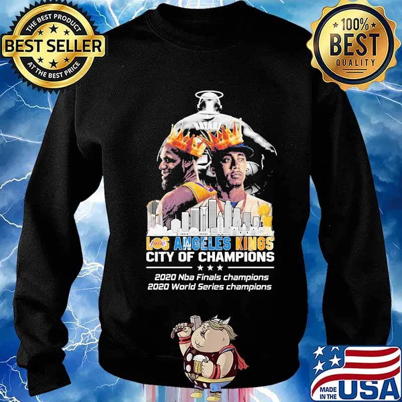 Los angeles kings city of champions 2020 nba finals champions 2020 world series champions signatures s Sweater