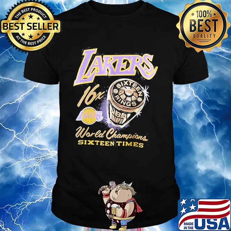 Los angeles lakers 16x world champions sixteen times shirt