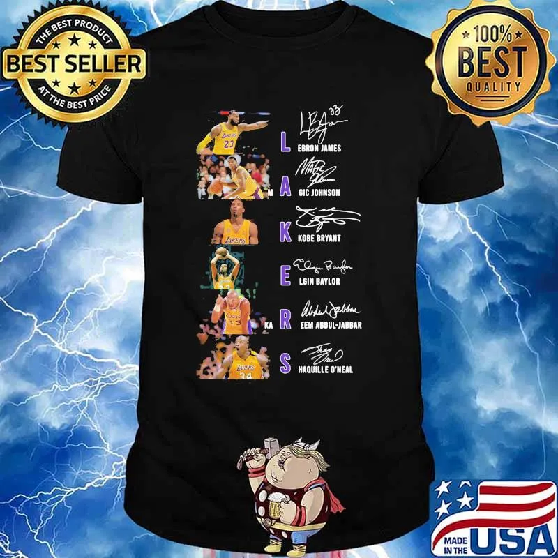 Los angeles lakers basketball team signatures shirt