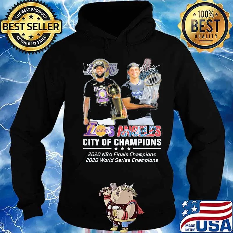 Los angeles lakers - dodgers city of champions 2020 nba finals champions 2020 world series champions signatures s Hoodie