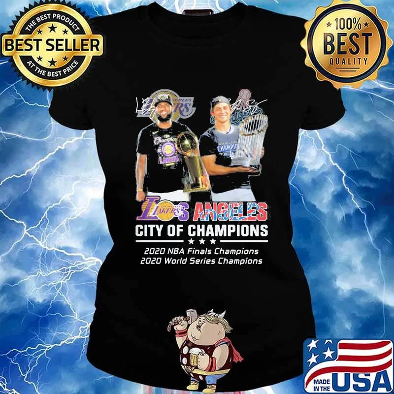 Los angeles lakers - dodgers city of champions 2020 nba finals champions 2020 world series champions signatures s Ladies tee