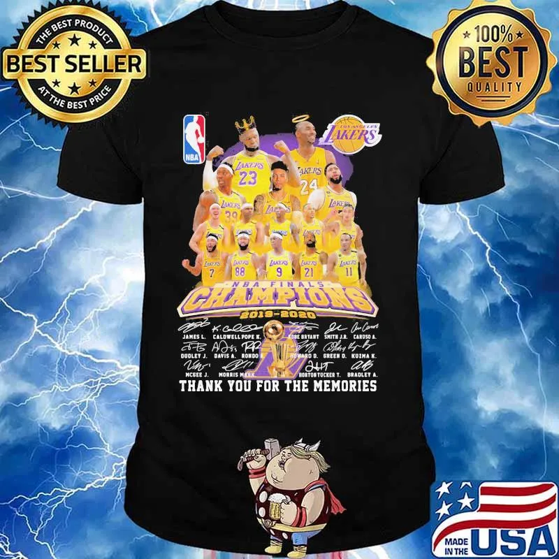 Los angeles lakers nba finals champions 2015 2020 thank for the memories signatures shirt