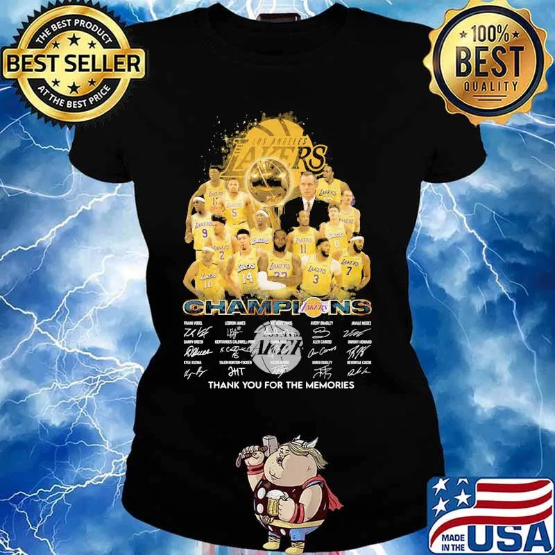 Los angeles lakers nba finals champions thank for the memories signatures s Ladies tee