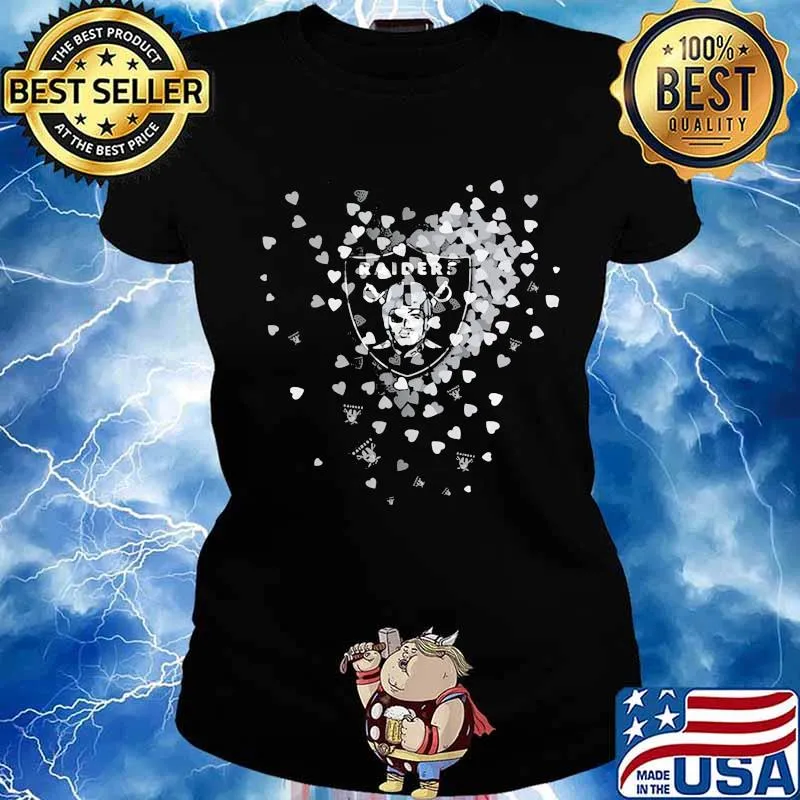 Love las vegas raiders logo hearts s Ladies tee