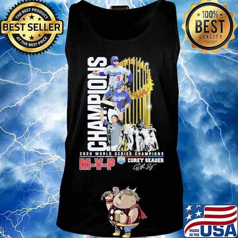 M-V-P 2020 world series champions los angeles dodgers corey seager cup signature s Tank top