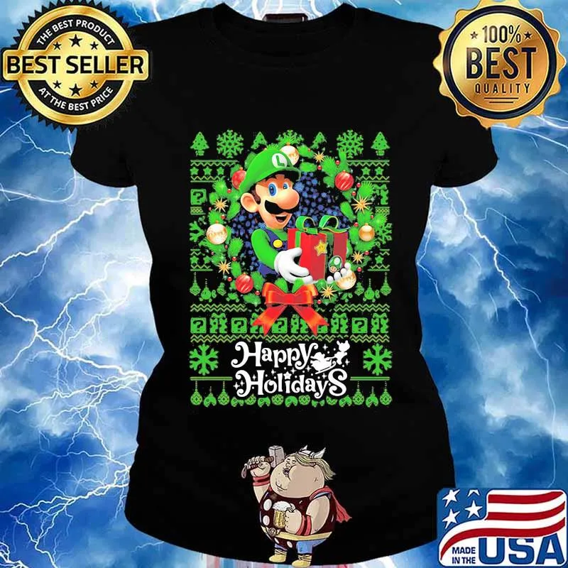 Mario ugly merry christmas happy holidays s Ladies tee