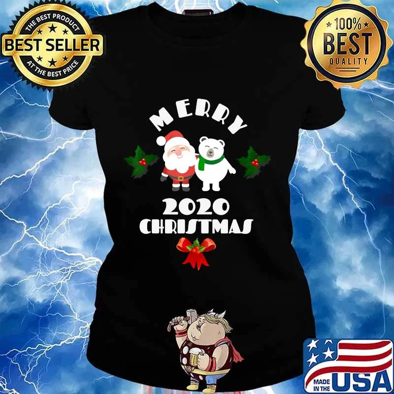 Merry Christmas 2020 Funny Quarantine Gift Face Mask Xmas T-Shirt Ladies tee