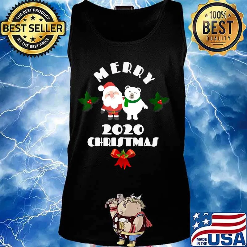 Merry Christmas 2020 Funny Quarantine Gift Face Mask Xmas T-Shirt Tank top