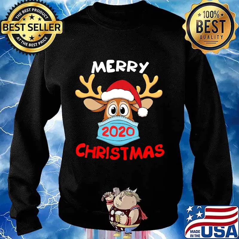 Merry Christmas 2020 Quarantine Christmas Reindeer Mask T-Shirt Sweater