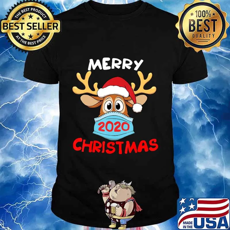 Merry Christmas 2020 Quarantine Christmas Reindeer Mask T-Shirt
