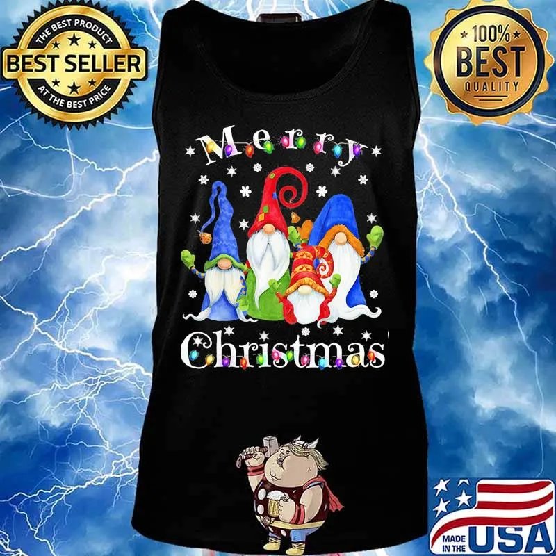 Merry christmas gnomes snow lights s Tank top