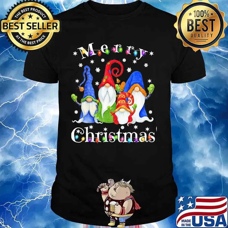 Merry christmas gnomes snow lights shirt