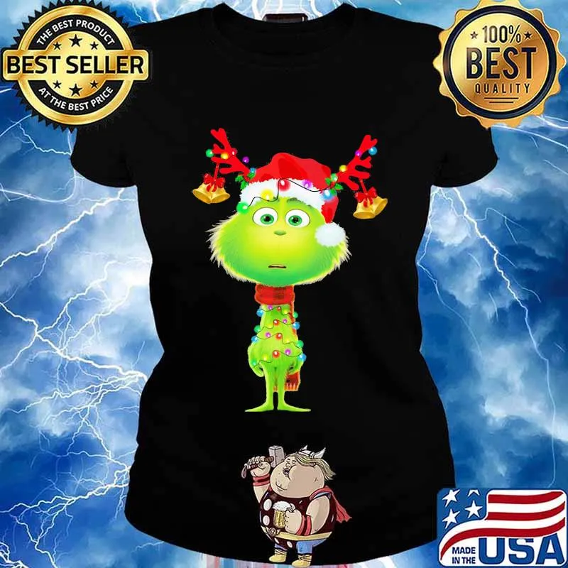 Merry christmas grinch santa light s Ladies tee