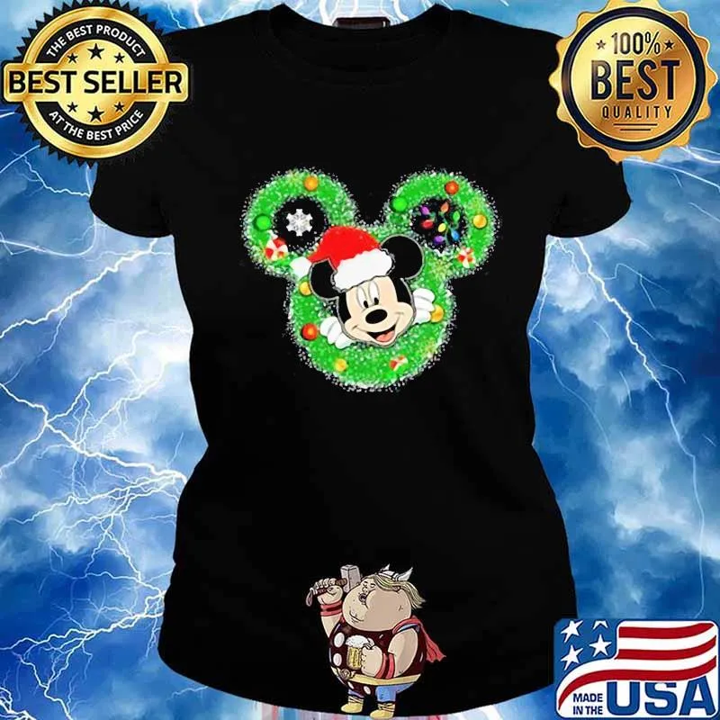 Merry christmas mickey mouse santa s Ladies tee