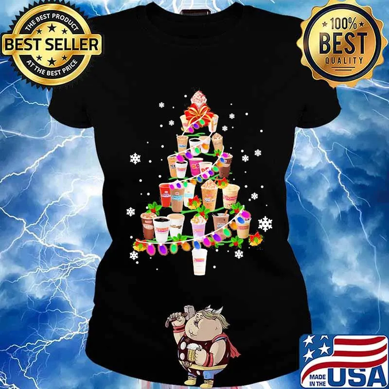 Merry christmas tree dunkin donuts coffee s Ladies tee