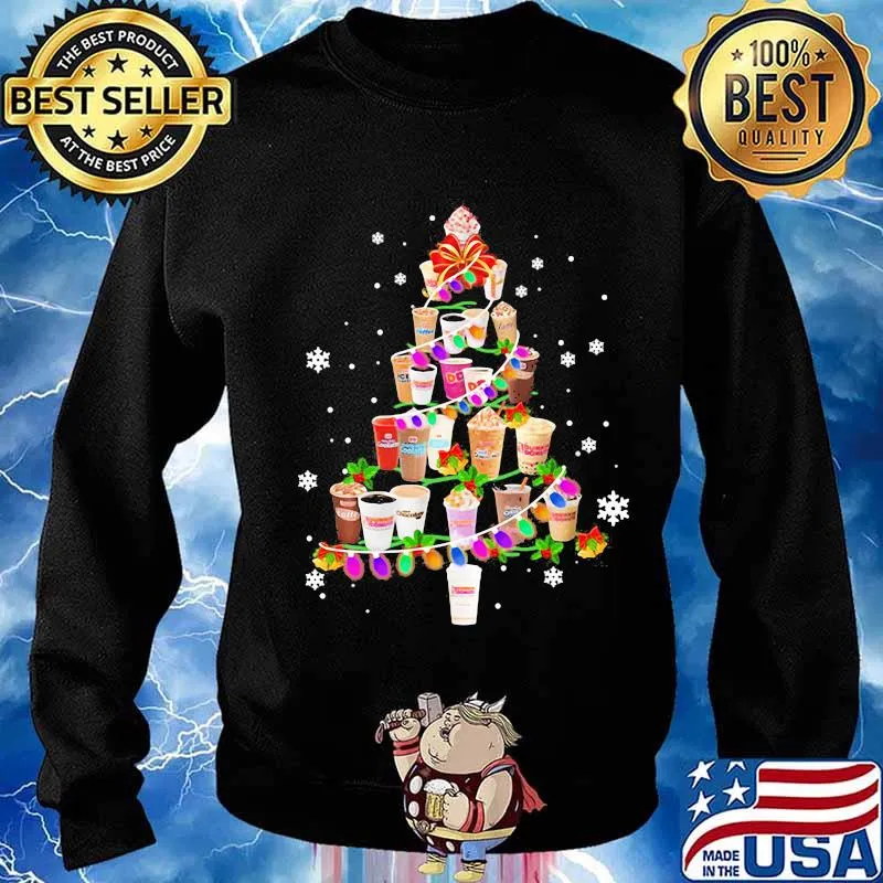 Merry christmas tree dunkin donuts coffee s Sweater