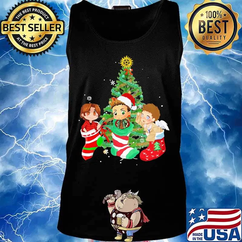 Merry christmas tree supernatural characters chibi s Tank top