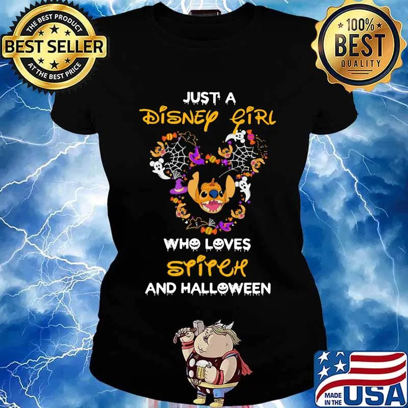 Mickey mouse just a disney girl who loves stitch and halloween s Ladies tee