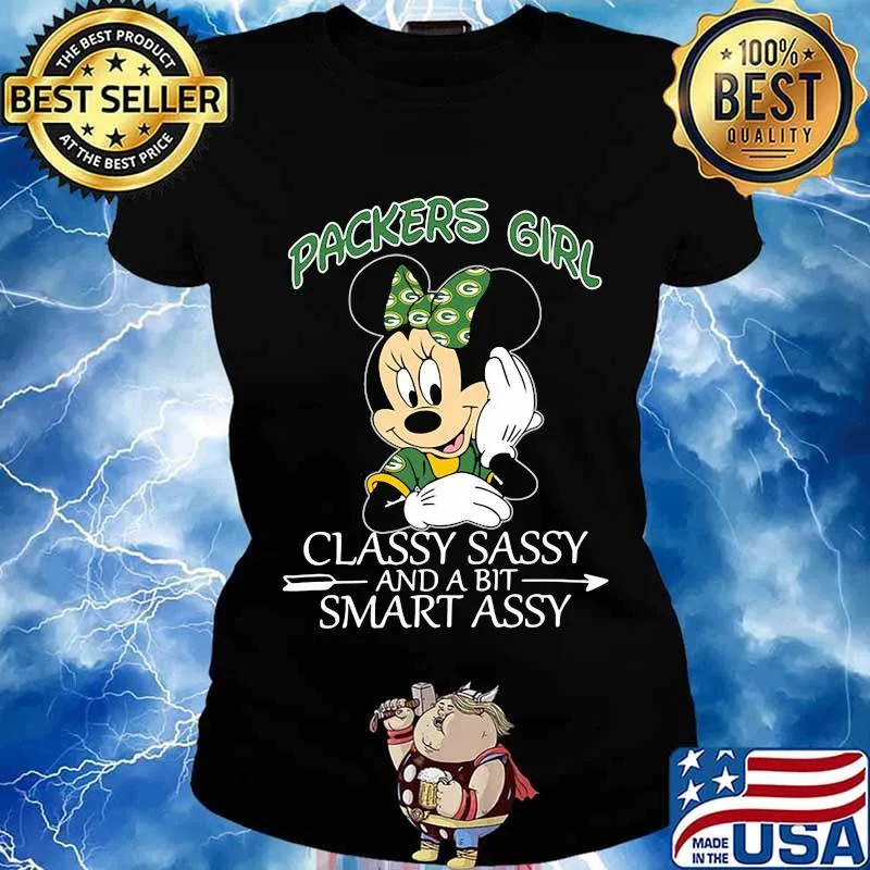 Minnie mouse green bay packers girl classy sassy and a bit smart assy s Ladies tee