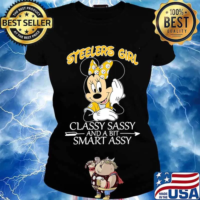 Minnie mouse pittsburgh steelers girl classy sassy and a bit smart assy s Ladies tee