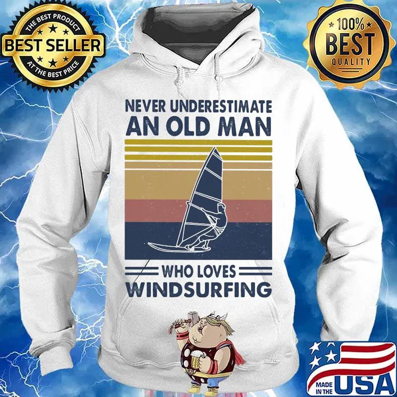 Never underestimate an old man who loves windsurfing vintage retro s Hoodie