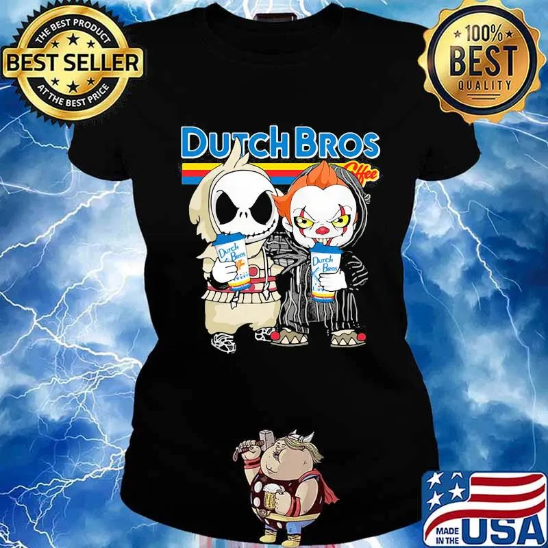 Nightmare and IT hug Dutch Bros coffee Halloween s Ladies tee