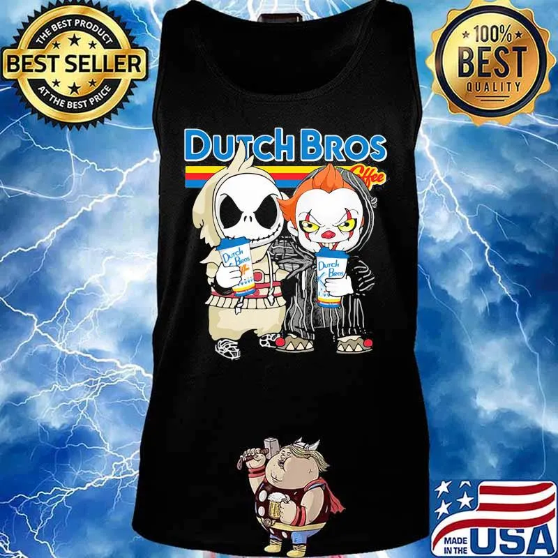 Nightmare and IT hug Dutch Bros coffee Halloween s Tank top