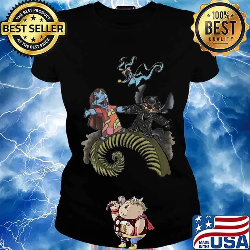 Nightmare stitch and lilo ghost halloween s Ladies tee