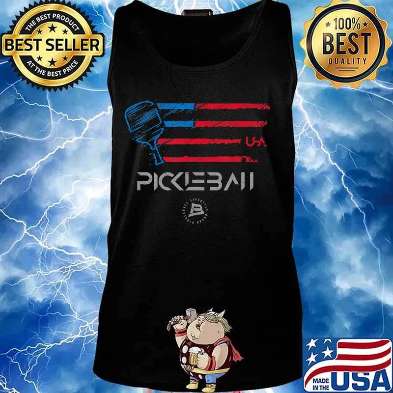 Pickleball Distressed USA Flag Design T-Shirt Tank top
