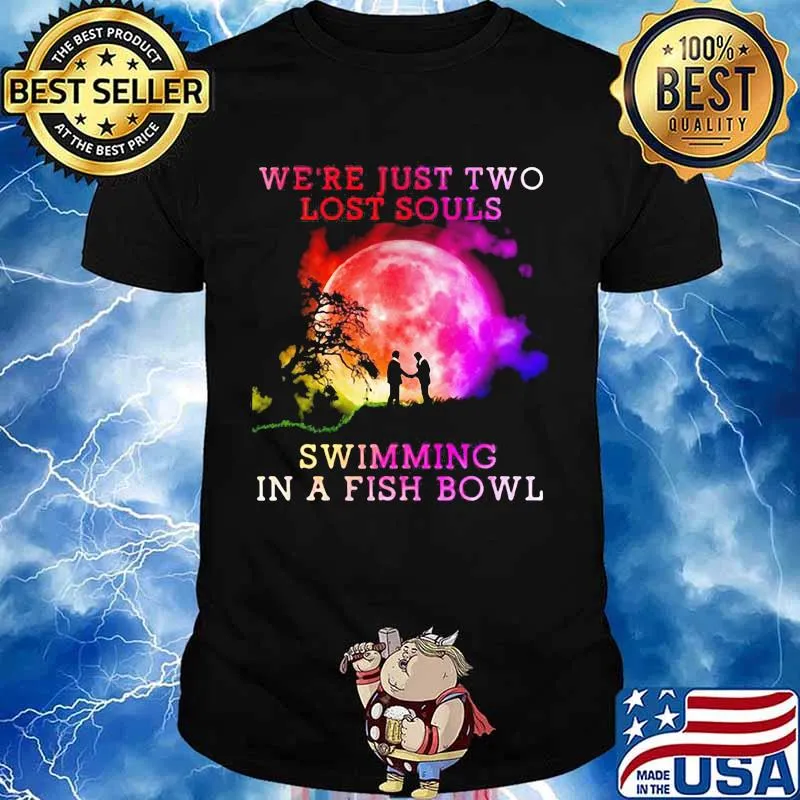 Pink floyd band we're just two lost souls swimming in a fish bowl moon shirt